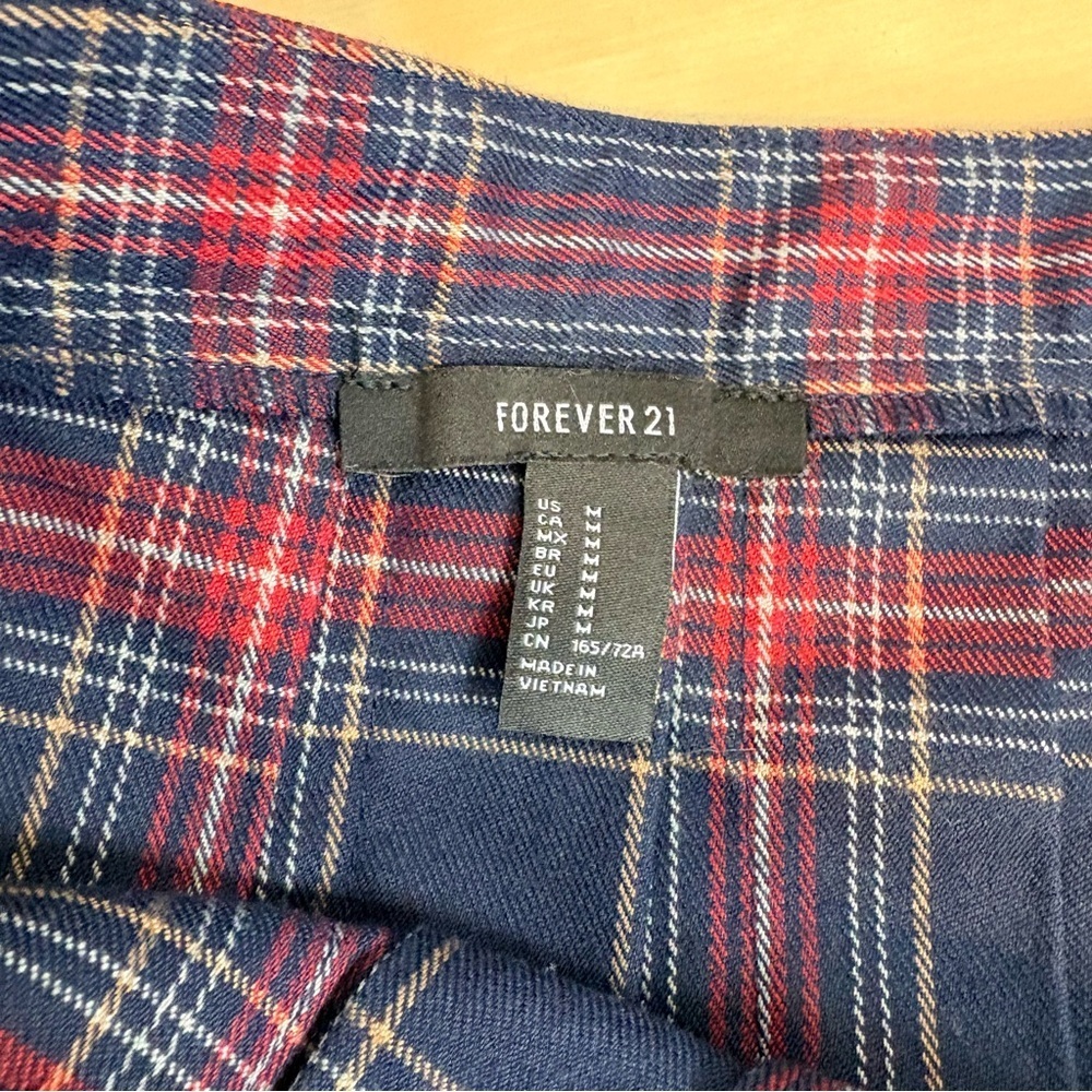 Forever 21 Navy and Red Plaid Skater Skirt - Picture 4 of 7